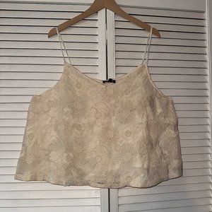 Express Embroidered Floral Mesh V-Neck Cami